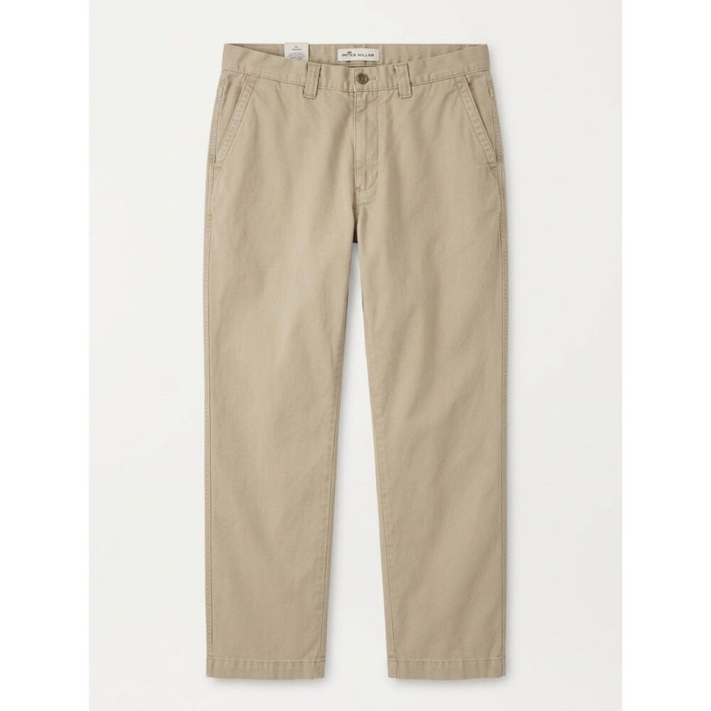 Chino Pants Mens 34x30 Khaki Beige Flat Front Cotton Straight Leg Perry Ellis